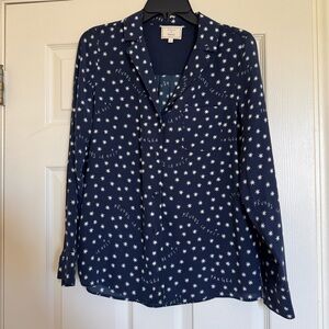 SEZANE Pangea Collab Navy Star Print Silk blouse 36 2/4
